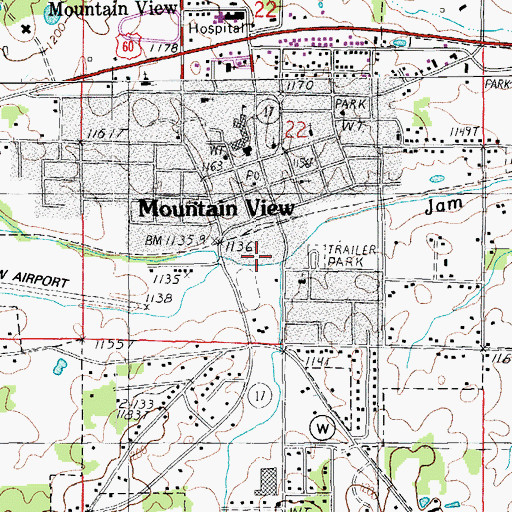 Topographic Map of City of Mountain View, MO