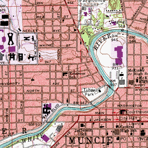 Topographic Map of City of Muncie, IN