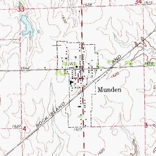Topographic Map of City of Munden, KS