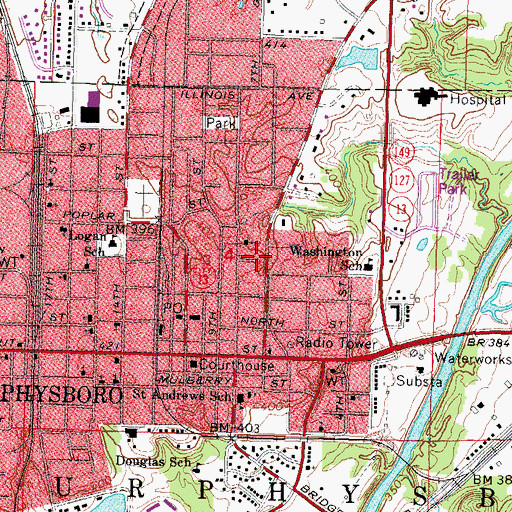 Topographic Map of City of Murphysboro, IL
