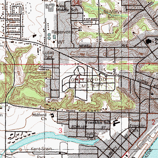 Topographic Map of City of Muscatine, IA