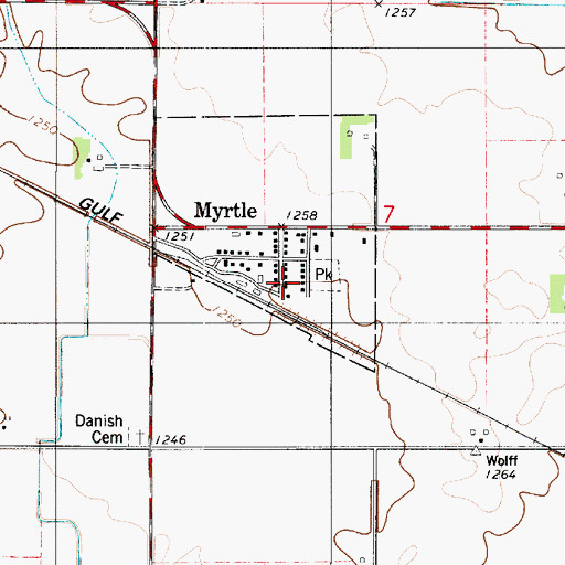 Topographic Map of City of Myrtle, MN