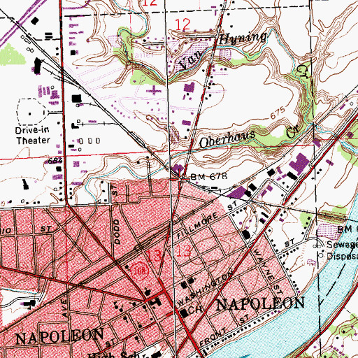 Topographic Map of City of Napoleon, OH