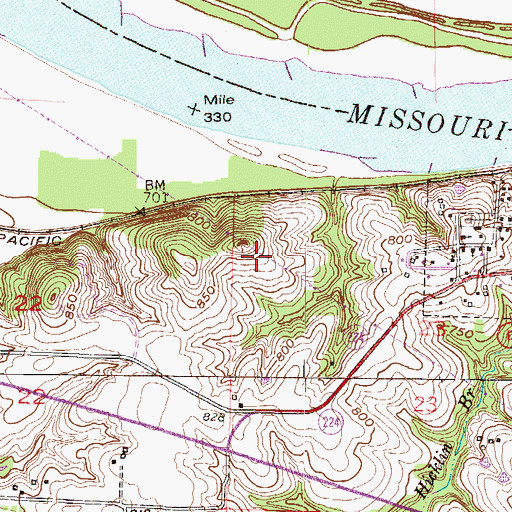 Topographic Map of City of Napoleon, MO