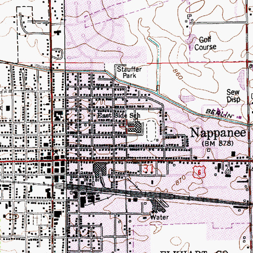 Topographic Map of City of Nappanee, IN
