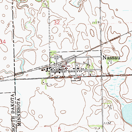 Topographic Map of City of Nassau, MN