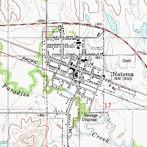 Topographic Map of City of Natoma, KS