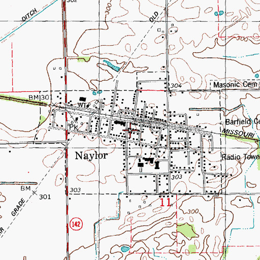 Topographic Map of City of Naylor, MO