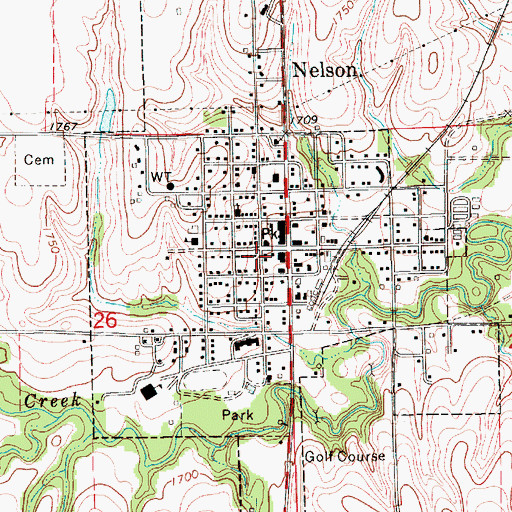 Topographic Map of City of Nelson, NE