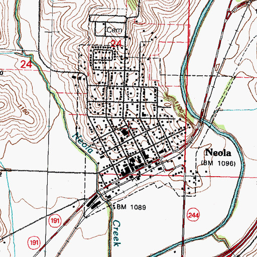 Topographic Map of City of Neola, IA