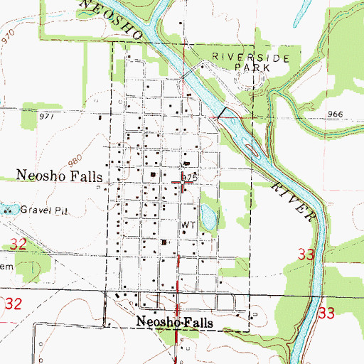 Topographic Map of City of Neosho Falls, KS