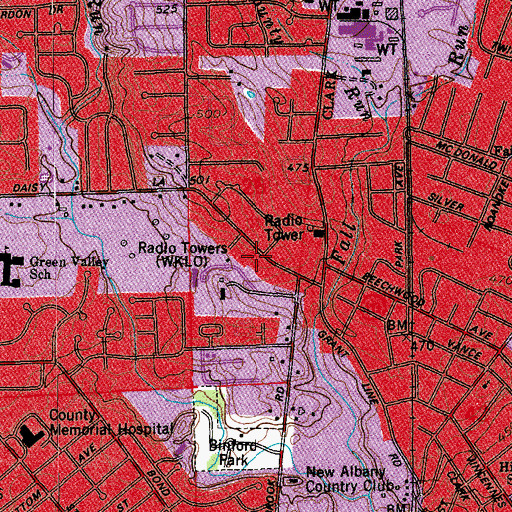 Topographic Map of City of New Albany, IN