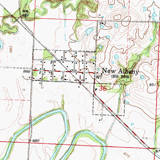 Topographic Map of City of New Albany, KS