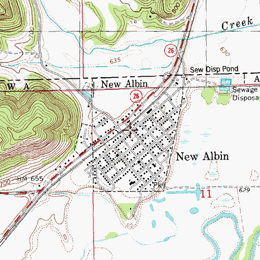 Topographic Map of City of New Albin, IA