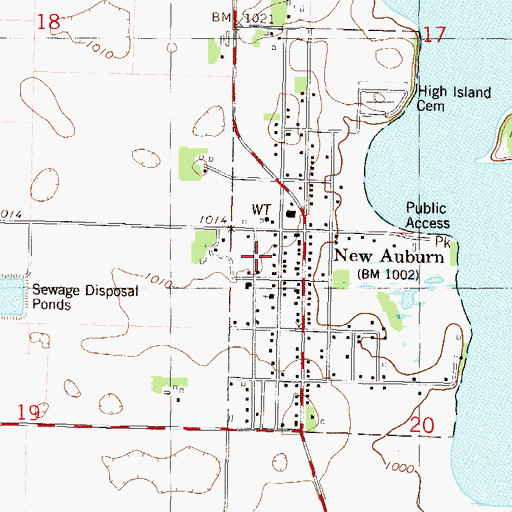 Topographic Map of City of New Auburn, MN