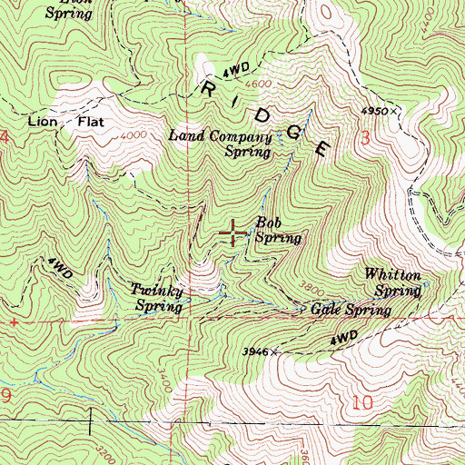 Topographic Map of Bob Spring, CA