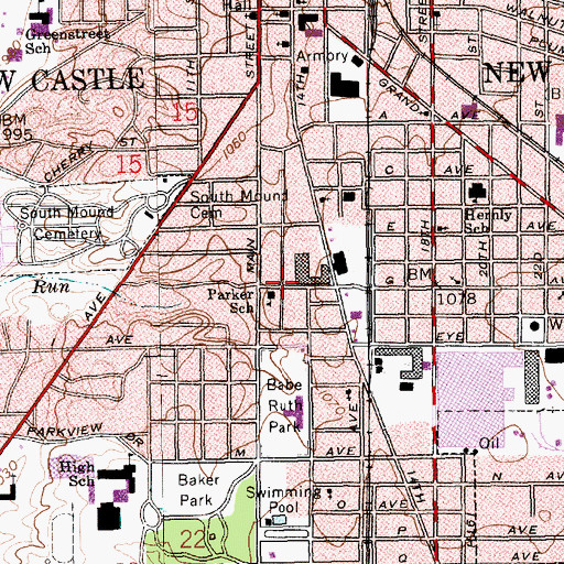 Topographic Map of City of New Castle, IN