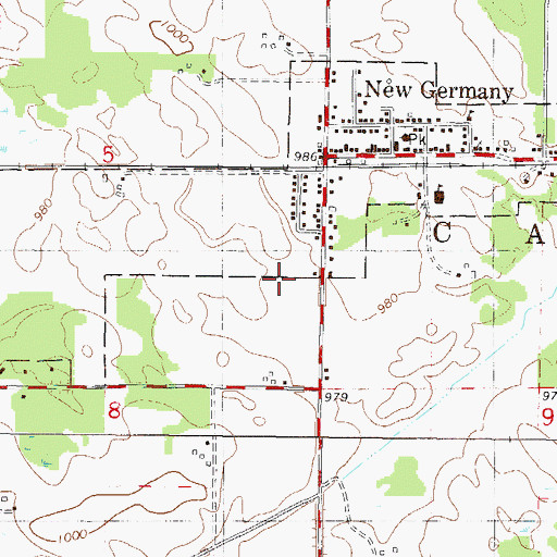 Topographic Map of City of New Germany, MN