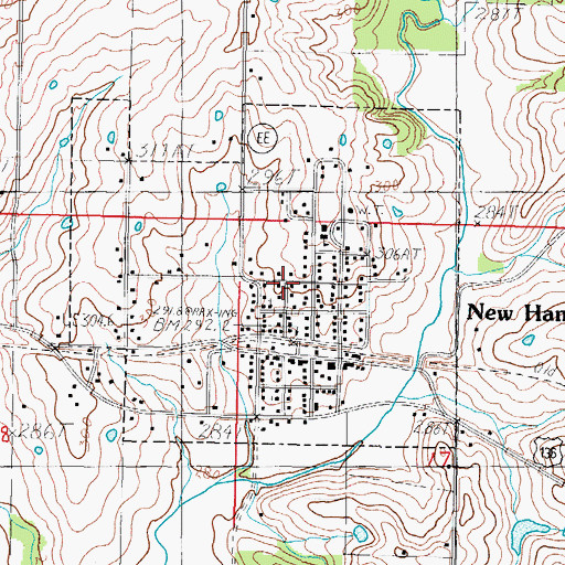 Topographic Map of City of New Hampton, MO