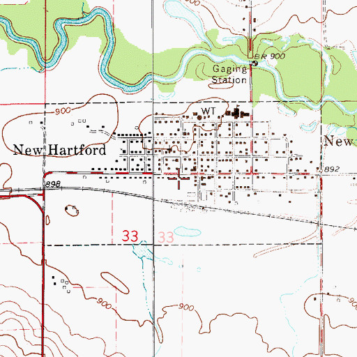 Topographic Map of City of New Hartford, IA