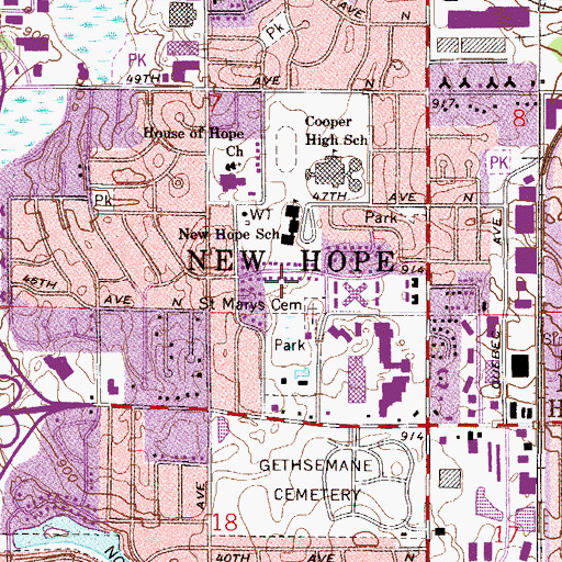 Topographic Map of City of New Hope, MN
