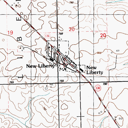 Topographic Map of City of New Liberty, IA
