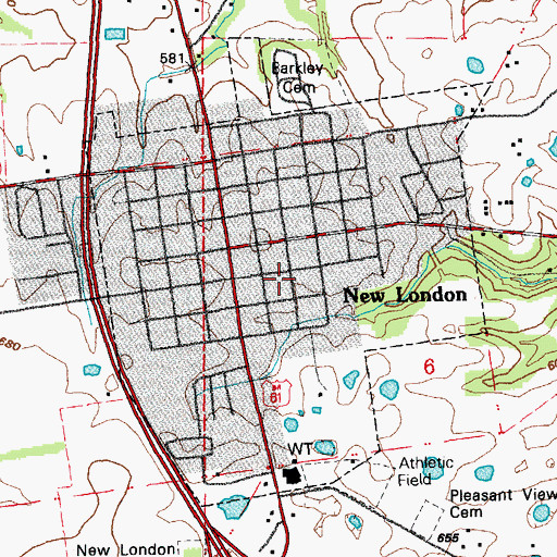 Topographic Map of City of New London, MO