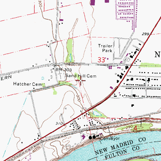 Topographic Map of City of New Madrid, MO