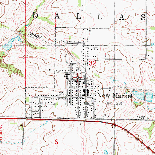 Topographic Map of City of New Market, IA