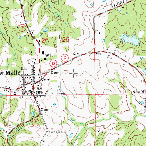 Topographic Map of City of New Melle, MO