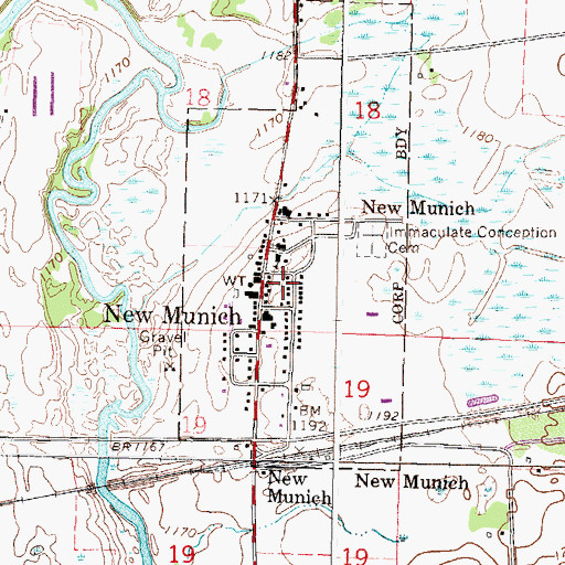 Topographic Map of City of New Munich, MN