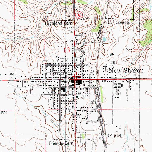 Topographic Map of City of New Sharon, IA