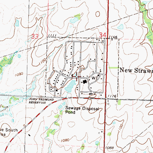 Topographic Map of City of New Strawn, KS