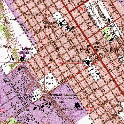Topographic Map of City of New Ulm, MN