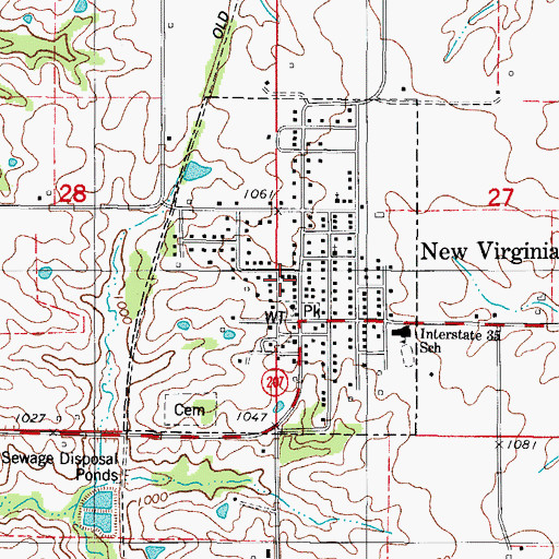 Topographic Map of City of New Virginia, IA