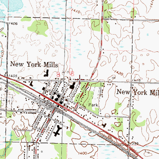 Topographic Map of City of New York Mills, MN