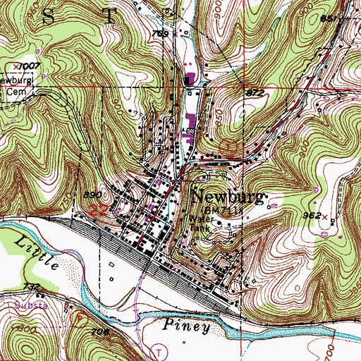 Topographic Map of City of Newburg, MO