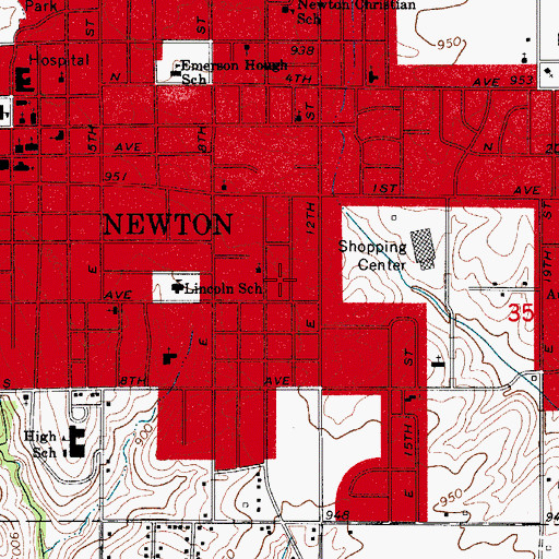 Topographic Map of City of Newton, IA