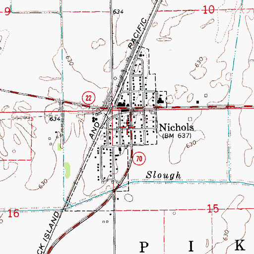 Topographic Map of City of Nichols, IA