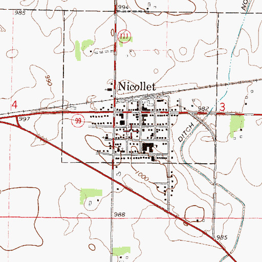 Topographic Map of City of Nicollet, MN