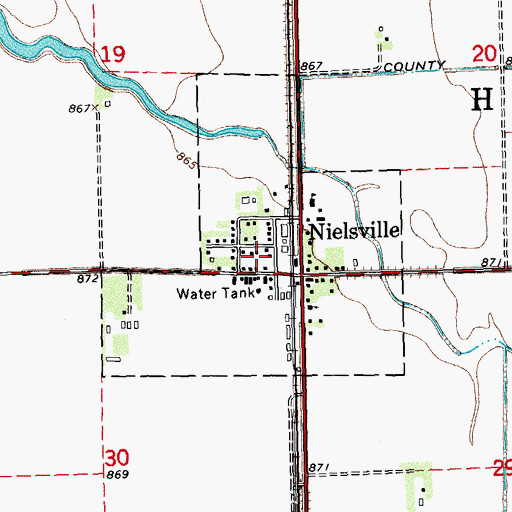 Topographic Map of City of Nielsville, MN