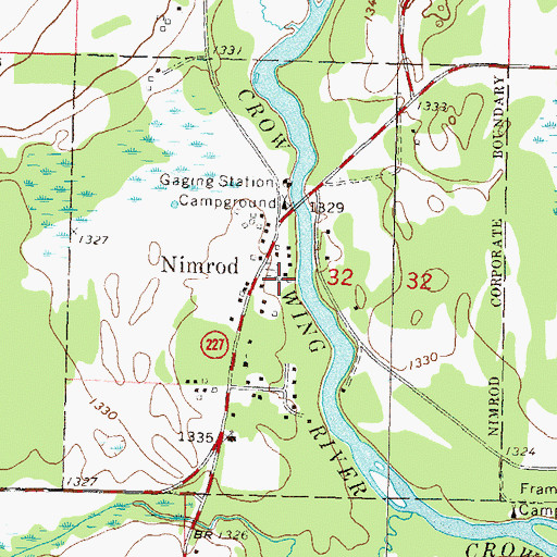 Topographic Map of City of Nimrod, MN