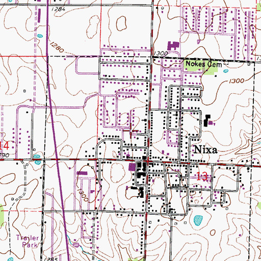 Topographic Map of City of Nixa, MO
