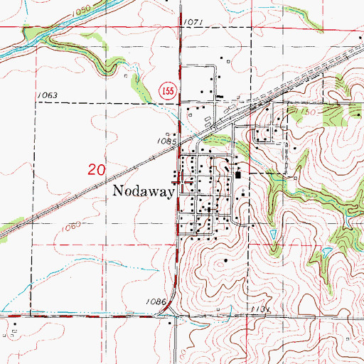 Topographic Map of City of Nodaway, IA
