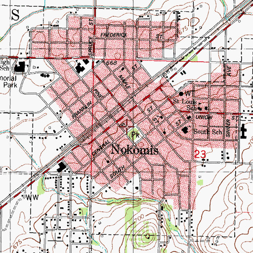 Topographic Map of City of Nokomis, IL