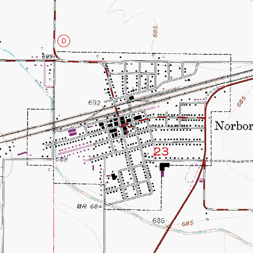 Topographic Map of City of Norborne, MO