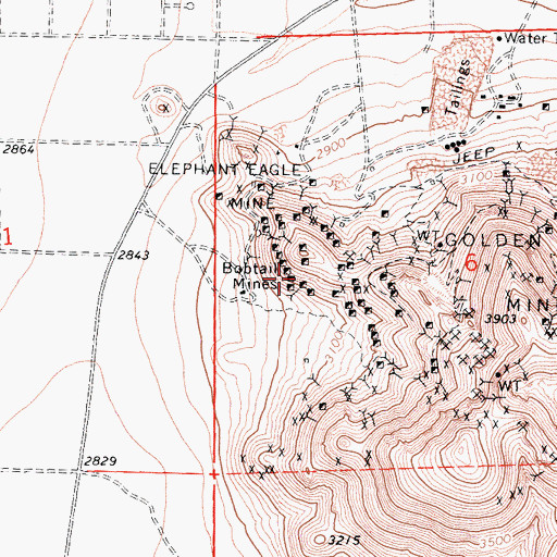 Topographic Map of Bobtail Mines, CA