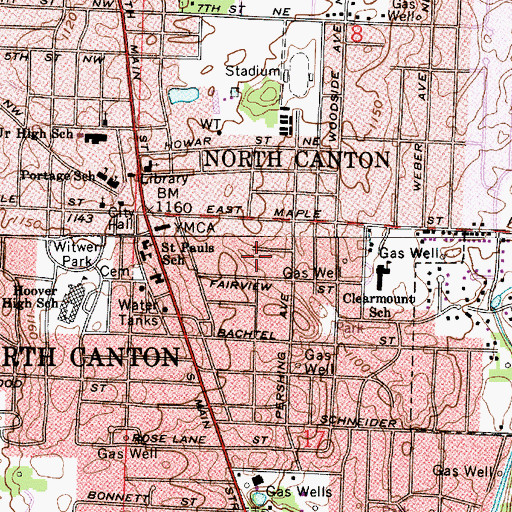 Topographic Map of City of North Canton, OH