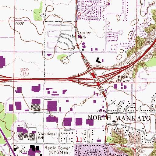 Topographic Map of City of North Mankato, MN