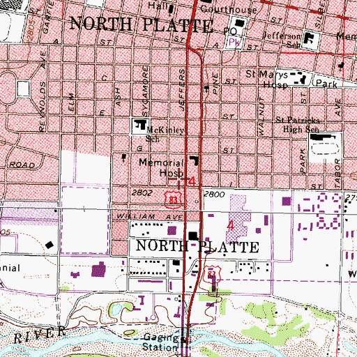 Topographic Map of City of North Platte, NE